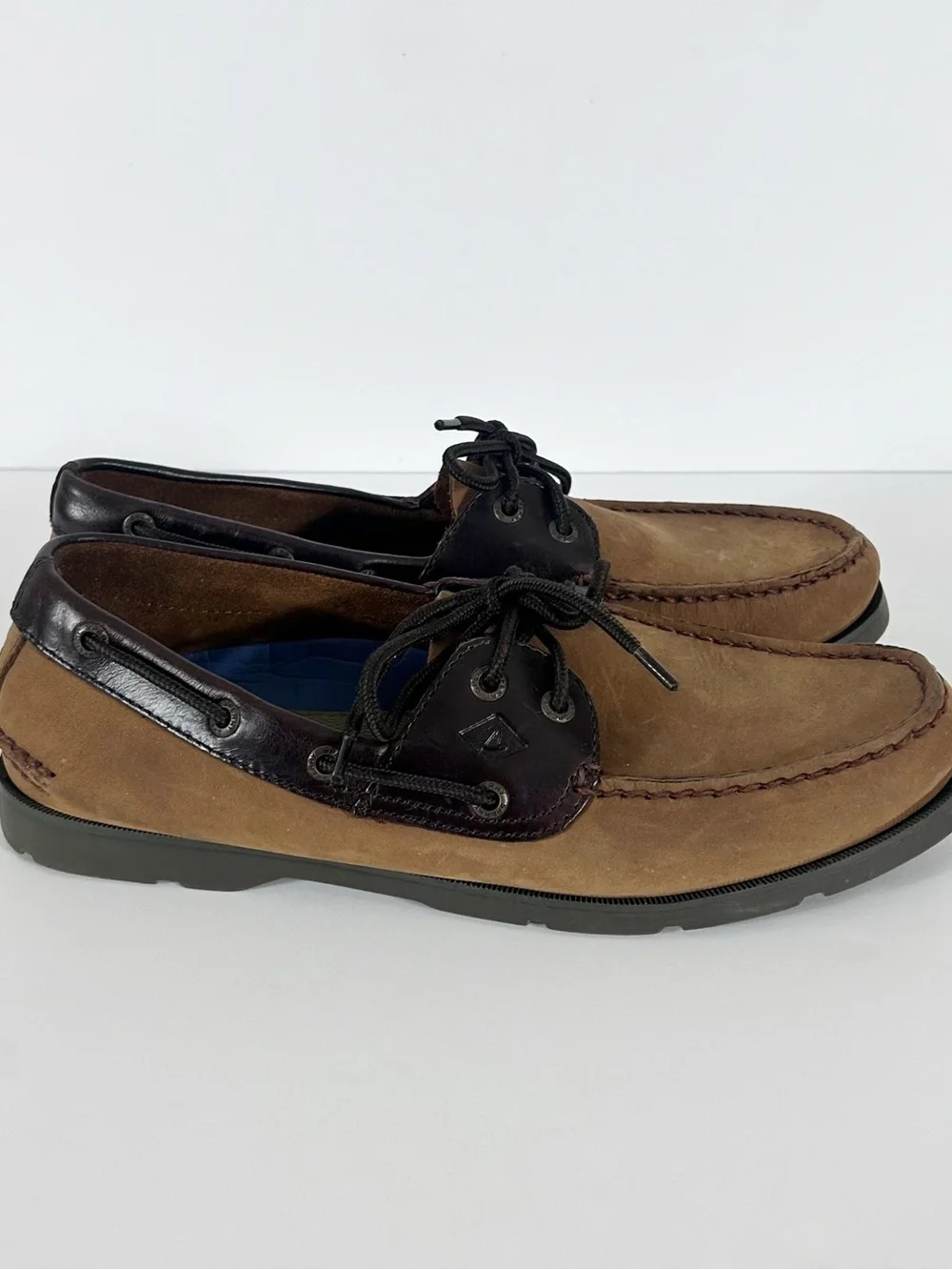 Sperry Top-Sider Mens 9.5 Boat Shoes Brown Leather Nubuck Deck Shoes 0777896